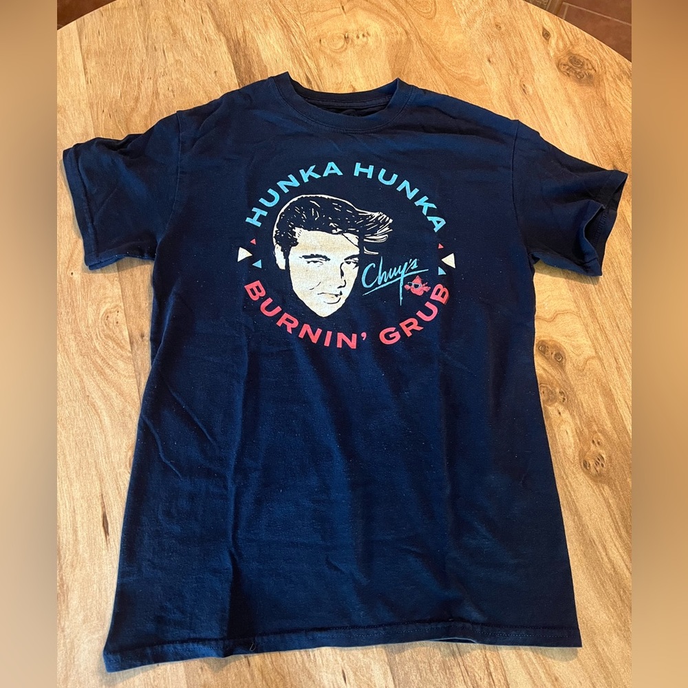 SOLD- Gildan Dryblend Chuy’s Tex-Mex 2019 Elvis’ Birthday Shirt